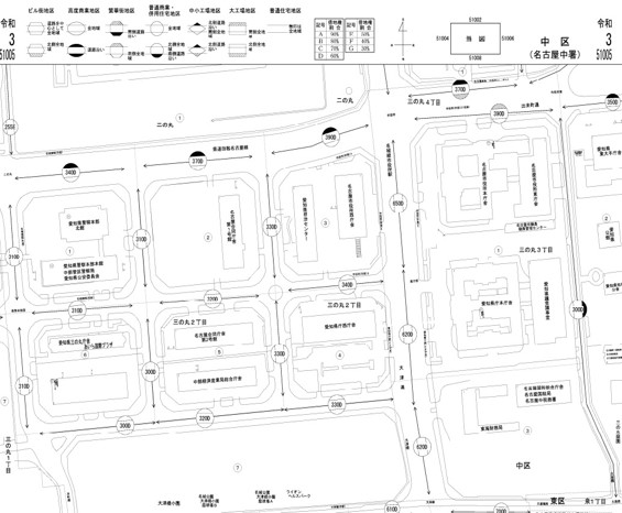 路線価図の例（名古屋市役所近辺）