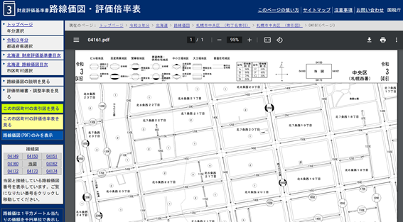 「路線価図（PDF）のみを表示」